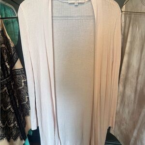 LOFT Light Pink Open Front Cardigan